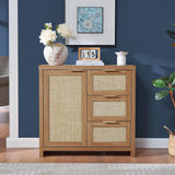 Rattan 3-Drawer 1-Door Storage Cabinet