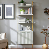 Wooden Fluted Ladder 5 Tier Open Tall Bookshelf