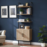 Rattan Ladder 5 Tier Open Tall Bookshelf