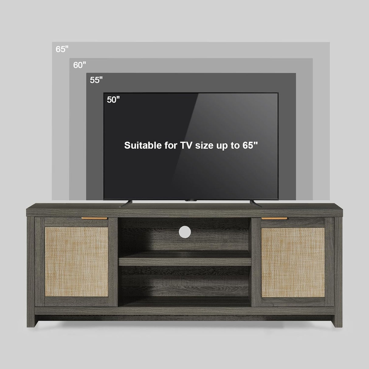 Hampstead 65 inch Rattan TV Stand with Storage