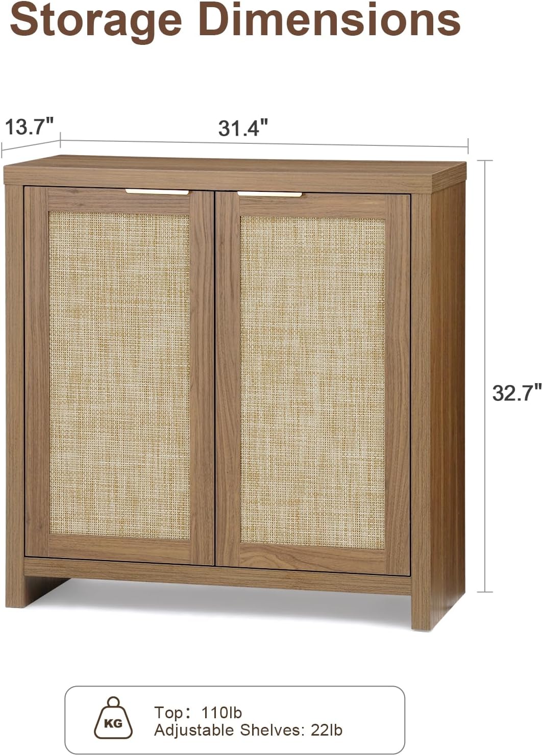 Hampstead Rattan Storage Cabinet with Adjustable Shelves