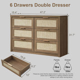 Rattan 6-Drawer Dresser Storage Chest