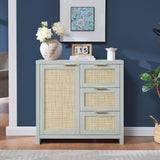 Rattan 3-Drawer 1-Door Storage Cabinet