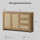 Rattan 3-Drawer 2-Door Storage Cabinet