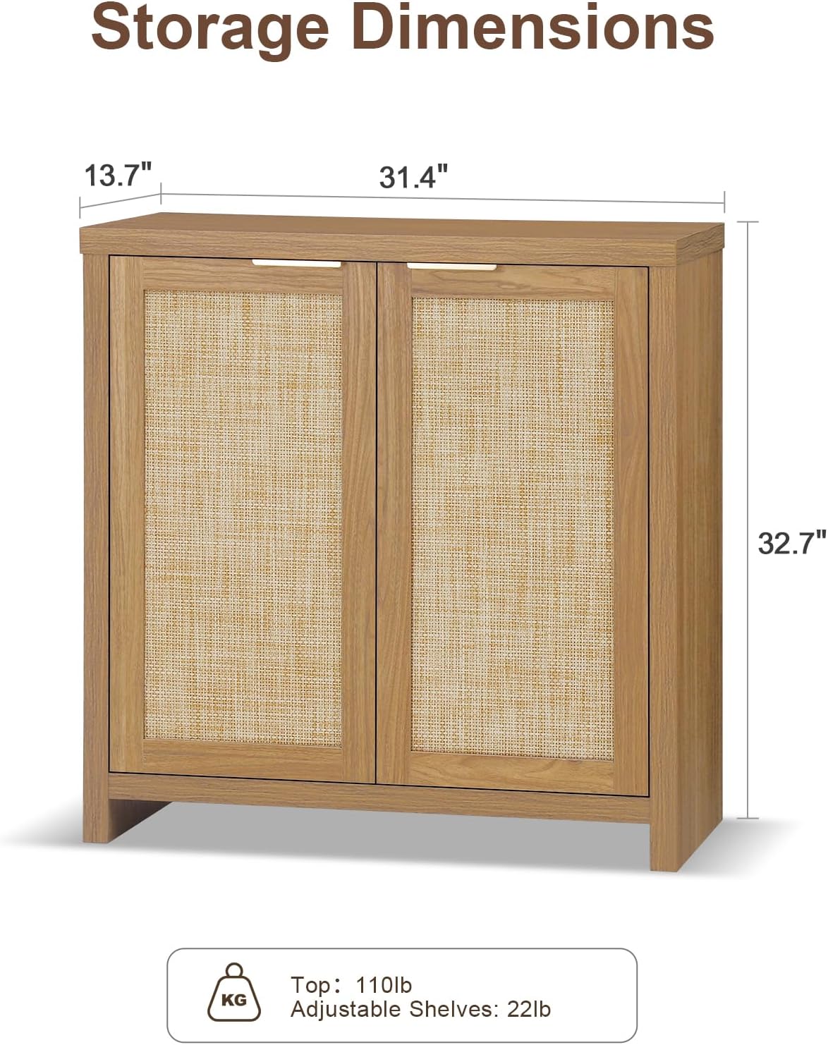 Hampstead Rattan Storage Cabinet with Adjustable Shelves