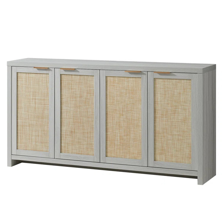 Rattan 4-Door Storage Sideboard Cabinet