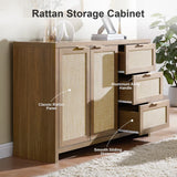 Rattan 3-Drawer 2-Door Storage Cabinet