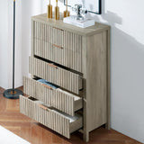 Wooden Fluted 5-Drawer Chest with Curved Silhouette Design