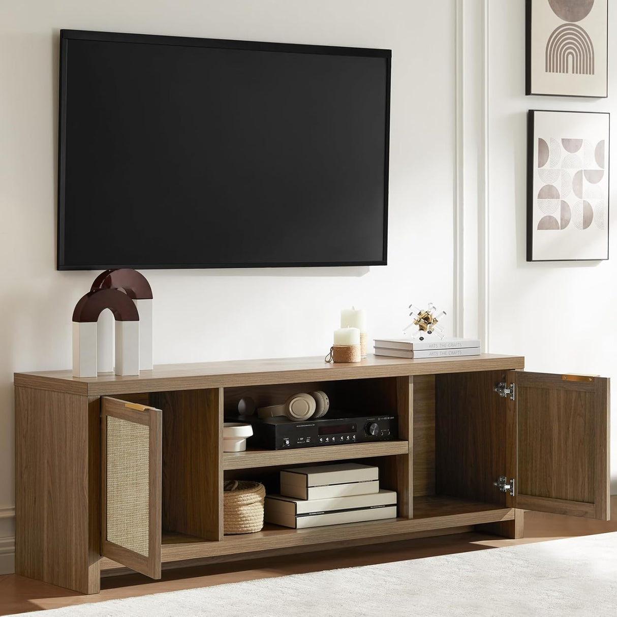 Hampstead 65 inch Rattan TV Stand with Storage