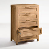 Wooden 5 Drawer Dresser Storage Cane Cabinet