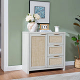 Rattan 3-Drawer 1-Door Storage Cabinet