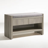 Wooden Fluted Shoe Storage Bench with 2 Drawers