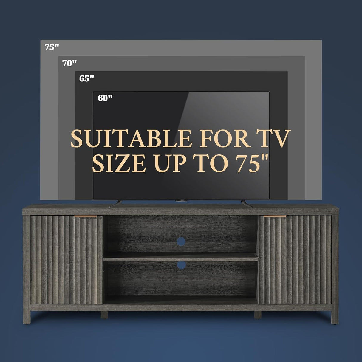 Oxford Mid Century Modern TV Stand with Doors