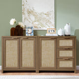 Rattan 3-Drawer 3-Door Storage Cabinet