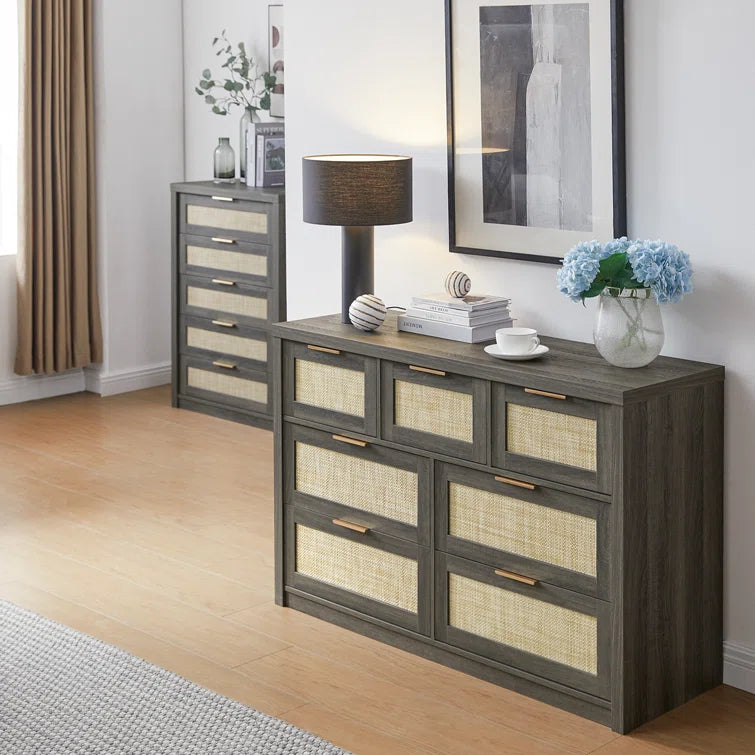 Rattan 7-Drawer Dresser Storage Chest