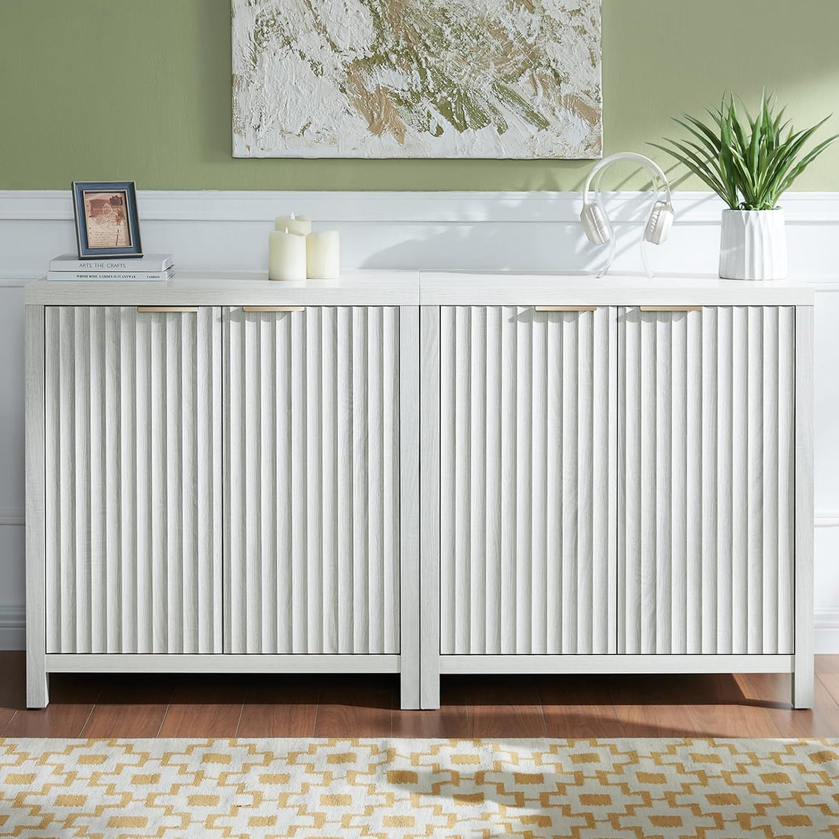 Oxford Fluted Sideboard Buffet Cabinet with Adjustable Shelves