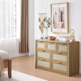 Rattan 7-Drawer Dresser Storage Chest