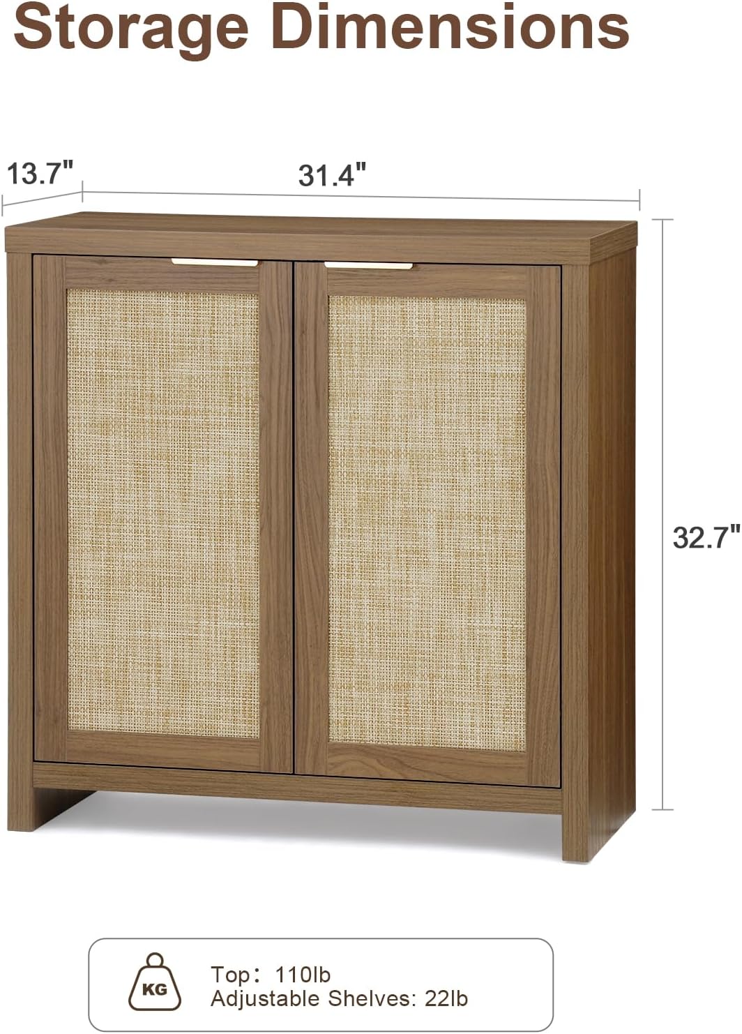 Hampstead Rattan Storage Cabinet with Adjustable Shelves