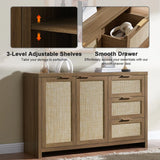 Rattan 3-Drawer 2-Door Storage Cabinet