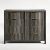 Wooden Fluted Wide Modern Chest of 8 Drawers