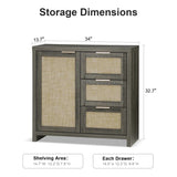 Rattan 3-Drawer 1-Door Storage Cabinet