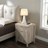 Wooden Fluted 2-Drawer Nightstand with Charging Station