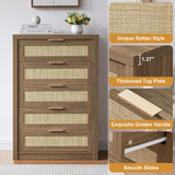 5 Drawer Rattan Dresser Storage Cane Cabinet