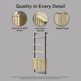 Wooden Fluted Ladder 5 Tier Open Tall Bookshelf