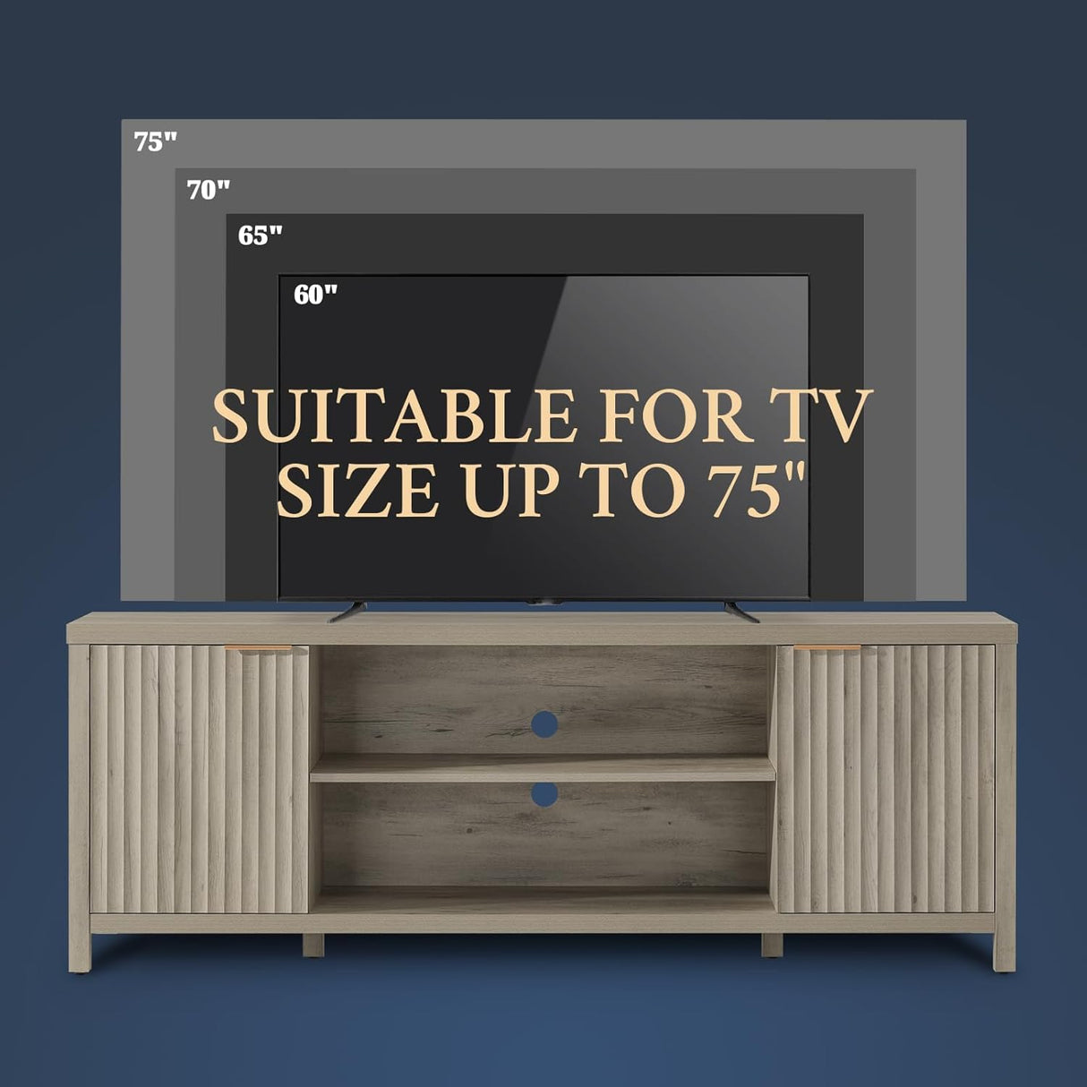 Oxford Mid Century Modern TV Stand with Doors