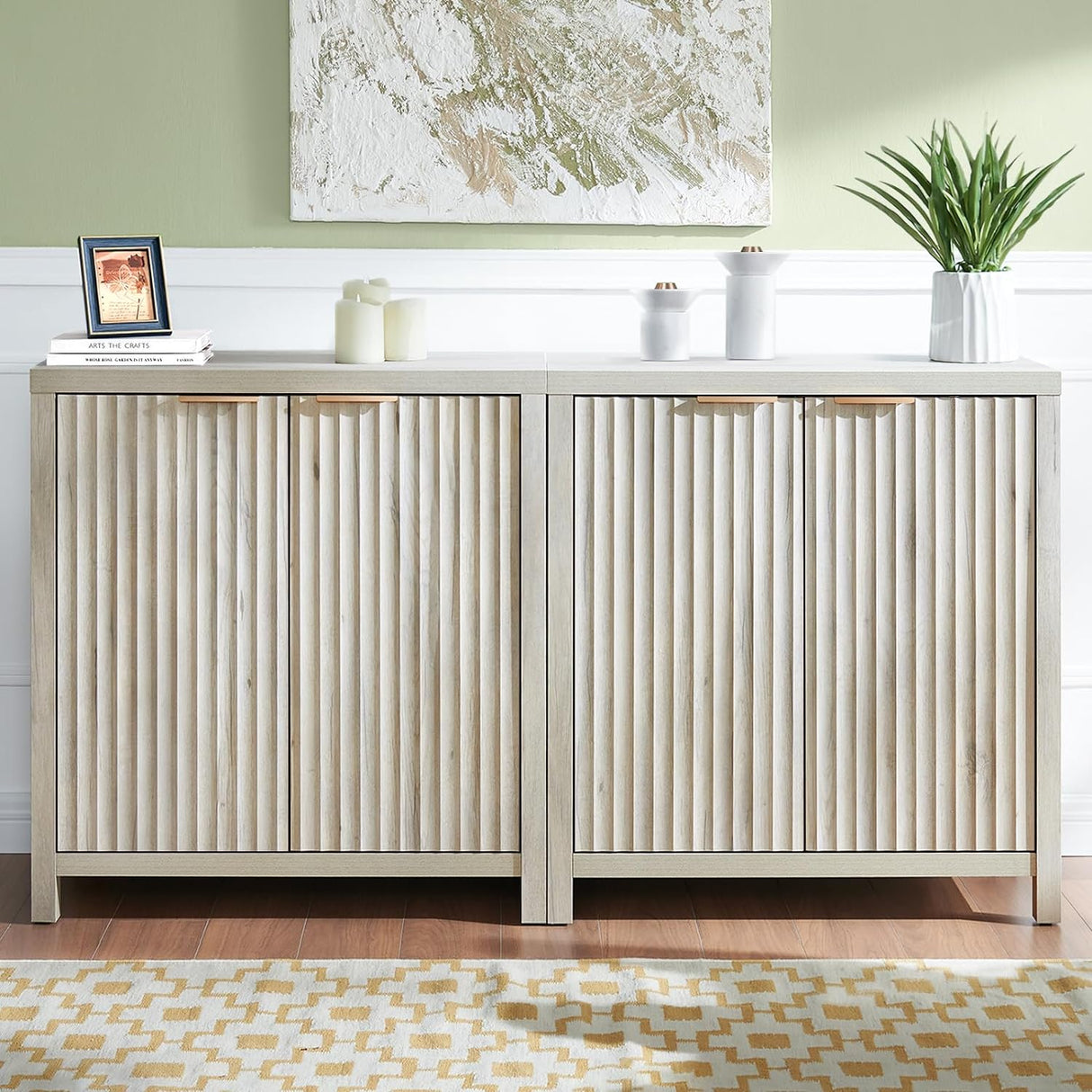 Oxford Fluted Sideboard Buffet Cabinet with Adjustable Shelves