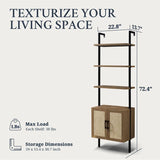 Rattan Ladder 5 Tier Open Tall Bookshelf