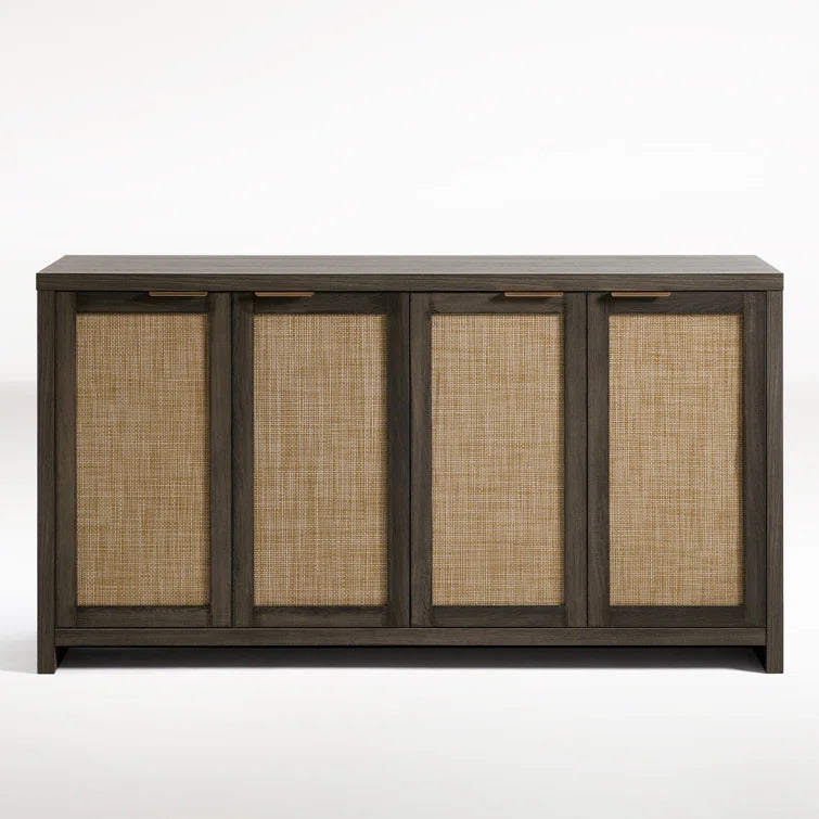 Rattan 4-Door Storage Sideboard Cabinet