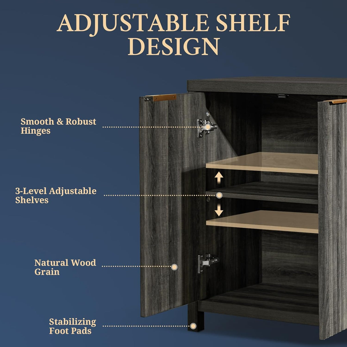 Oxford Fluted Sideboard Cabinet with Adjustable Shelves