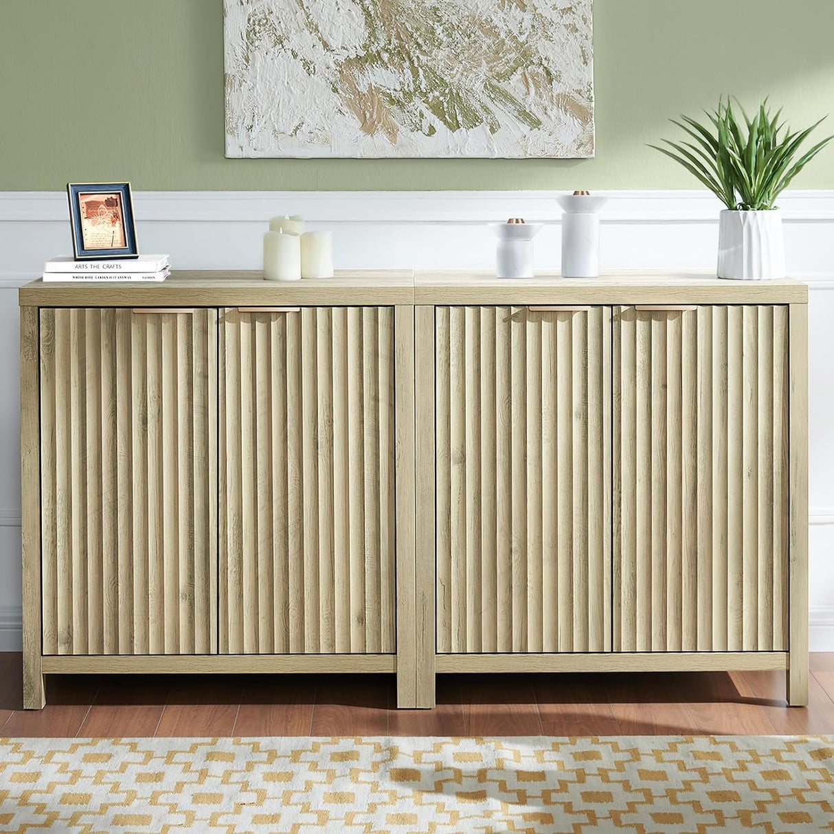 Oxford Fluted Sideboard Buffet Cabinet with Adjustable Shelves