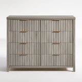 Wooden Fluted Wide Modern Chest of 8 Drawers