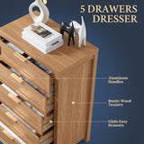 Wooden 5 Drawer Dresser Storage Cane Cabinet