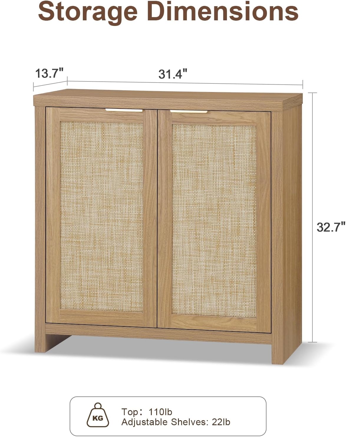 Rattan 2-Door Storage Sideboard