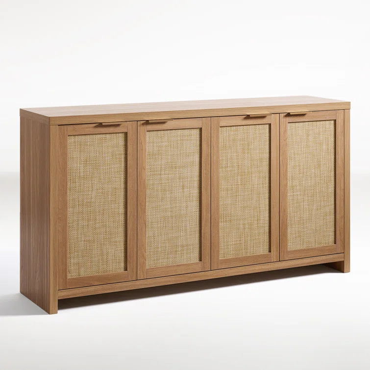 Rattan 4-Door Storage Sideboard Cabinet