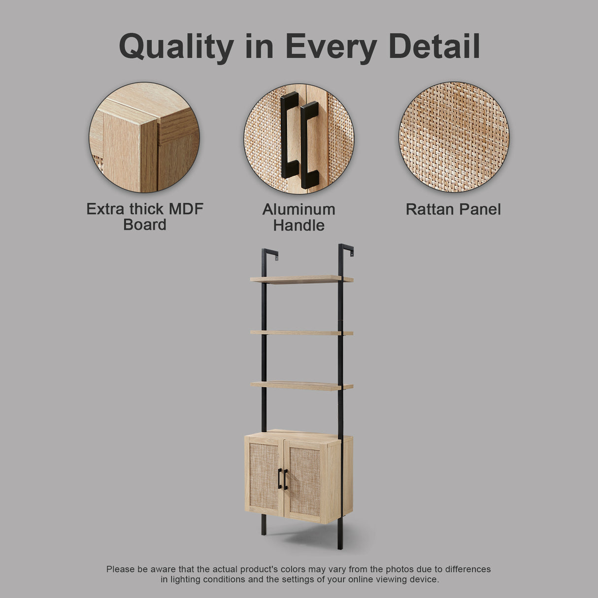 Rattan Ladder 5 Tier Open Tall Bookshelf