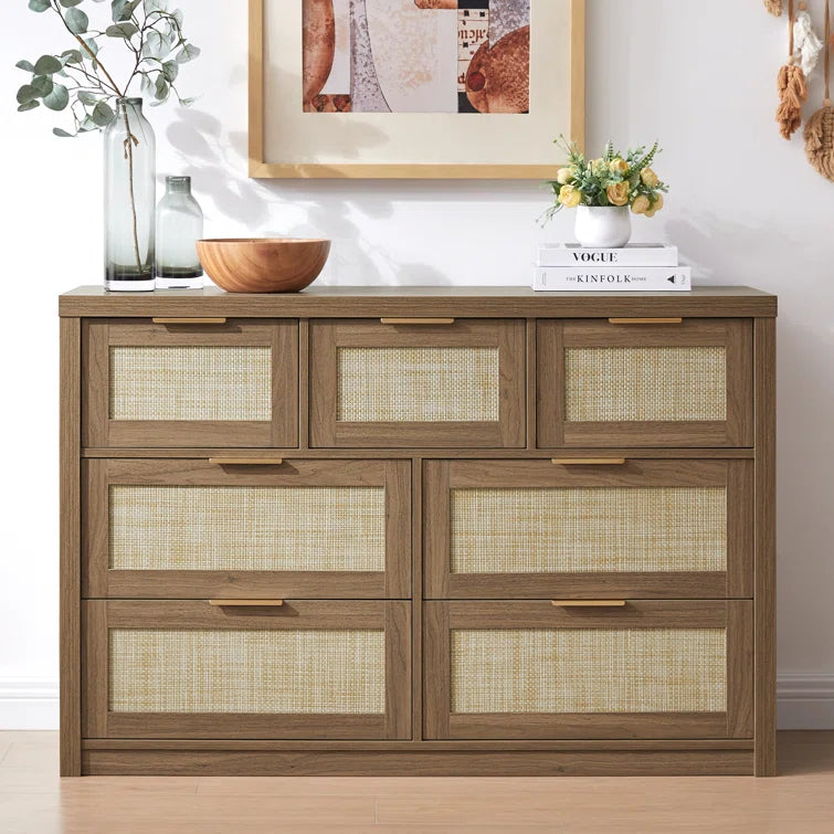 Rattan 7-Drawer Dresser Storage Chest