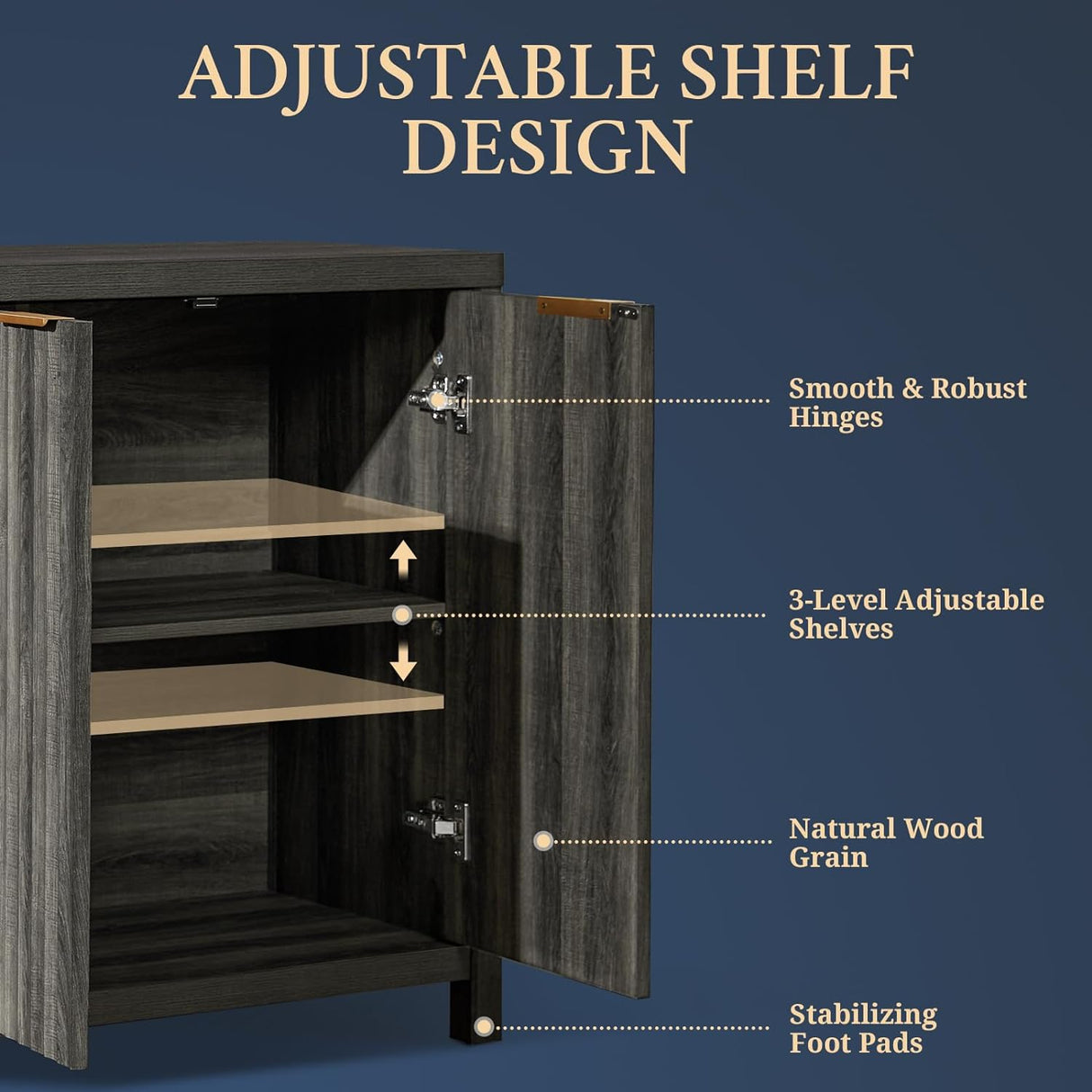 Oxford Fluted Sideboard Cabinet with Adjustable Shelves