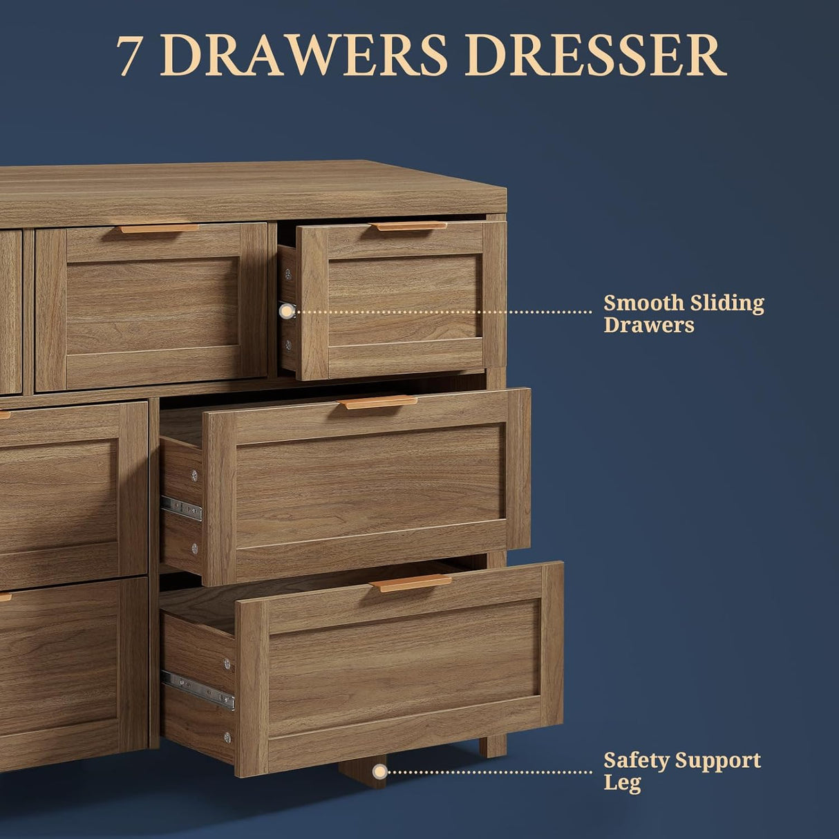 Wooden 7-Drawer Dresser Storage Chest