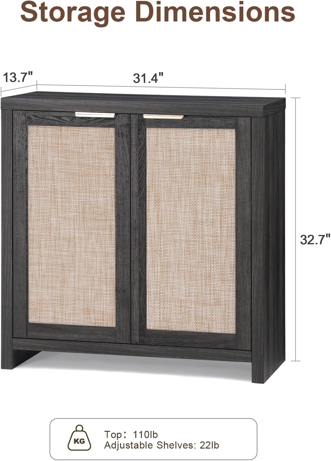 Rattan 2-Door Storage Sideboard