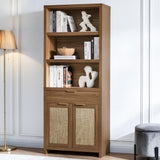 Hampstead Rattan 5-Shelf Bookcase with Door Cabinet