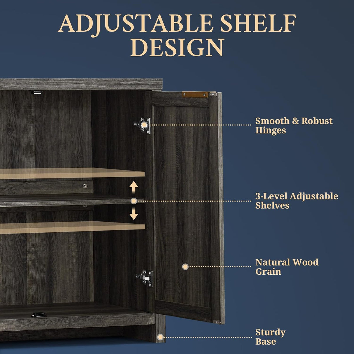 Rattan 4-Door Storage Sideboard Cabinet