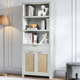 Hampstead Rattan 5-Shelf Bookcase with Door Cabinet