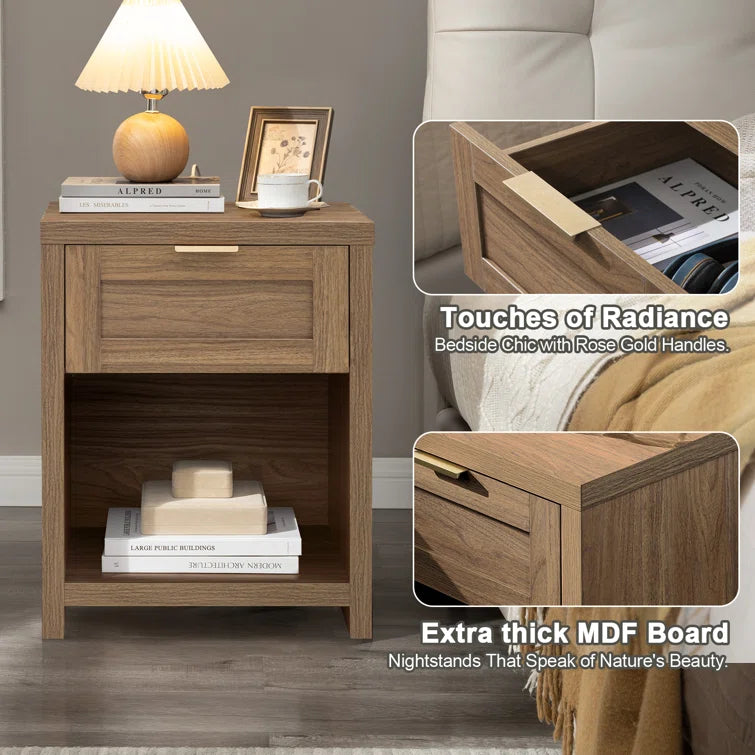 Wooden Single-Drawer Nightstand