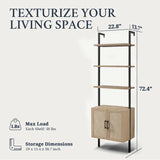 Rattan Ladder 5 Tier Open Tall Bookshelf