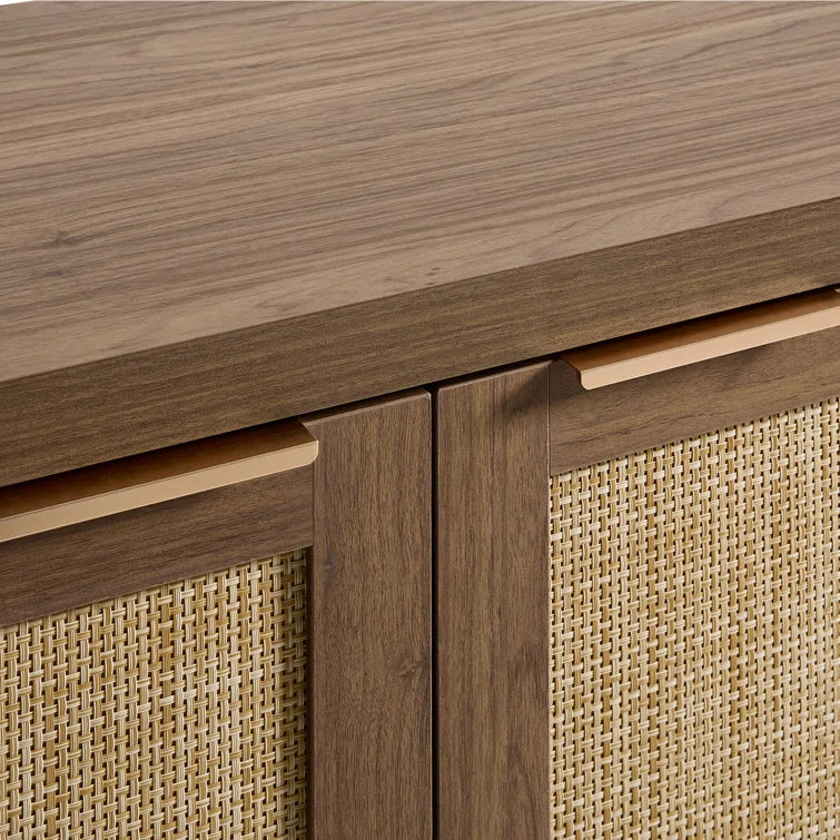 Rattan 4-Door Storage Sideboard Cabinet