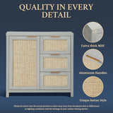 Rattan 3-Drawer 1-Door Storage Cabinet